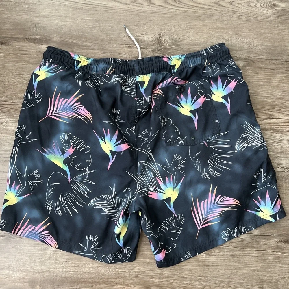 Original Use Swim Shorts Mens XL Black Tropical Print 6
